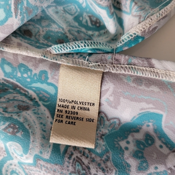 Diane Gilman DG2 Paisley Print Tunic Blouse Plus Size 1X Blue - Picture 6 of 10